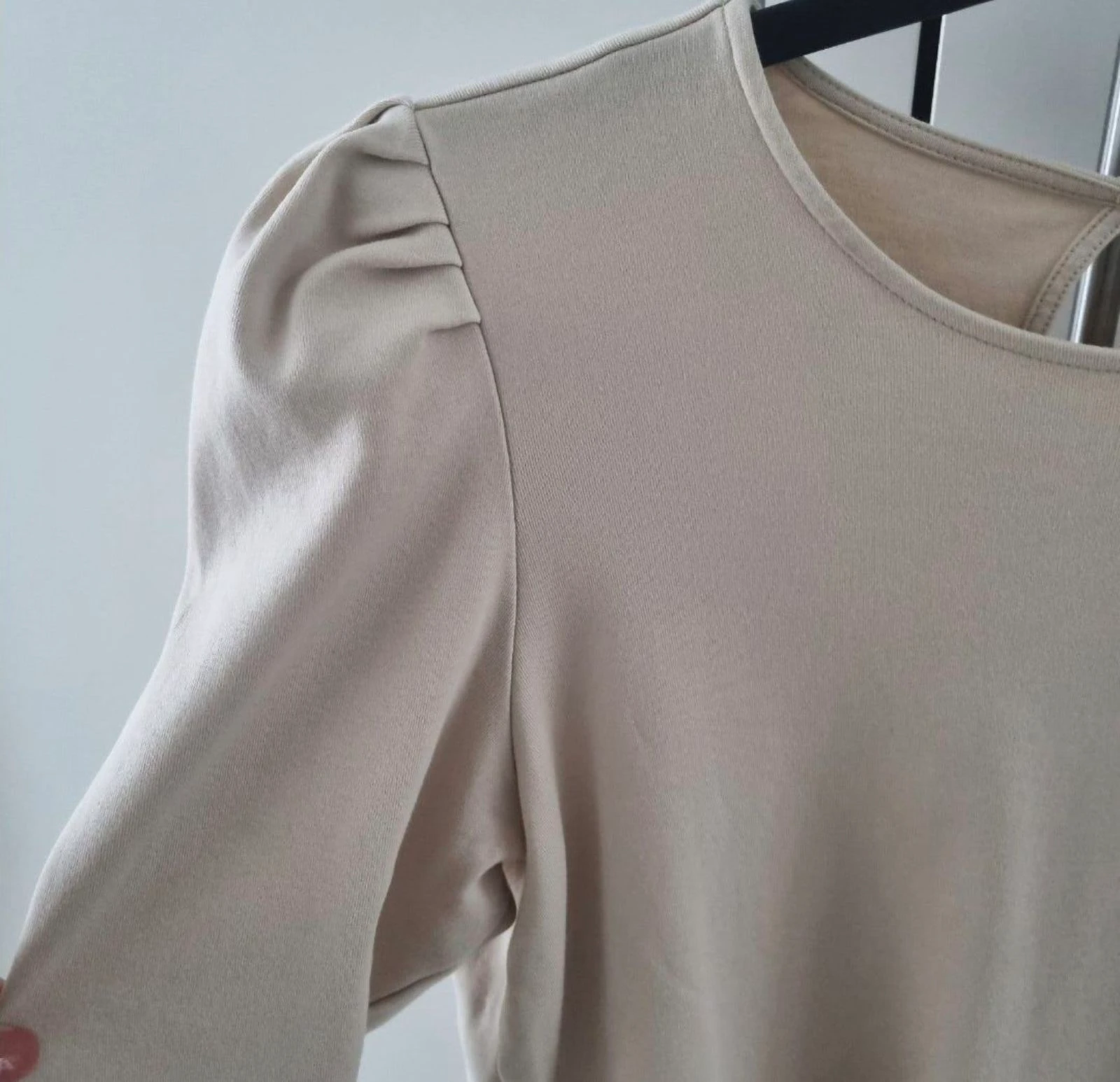 AWARE by Vero Moda Haut/Chemisier à manches bouffantes Beige (100% Coton Biologique) – Taille L (Grand) – photo 4